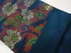 手織り紬花唐草に霞模様織出し名古屋帯